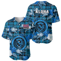 Hawaii State Baseball Jersey Tropical Flowers Mix Tartan Blue Version - Wonder Print Shop