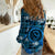 (Custom Personalised) Hawaii State Women Casual Shirt Tropical Flowers Mix Tartan Blue Version - Wonder Print Shop