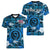 (Custom Personalised) Hawaii State Women V Neck T Shirt Tropical Flowers Mix Tartan Blue Version - Wonder Print Shop