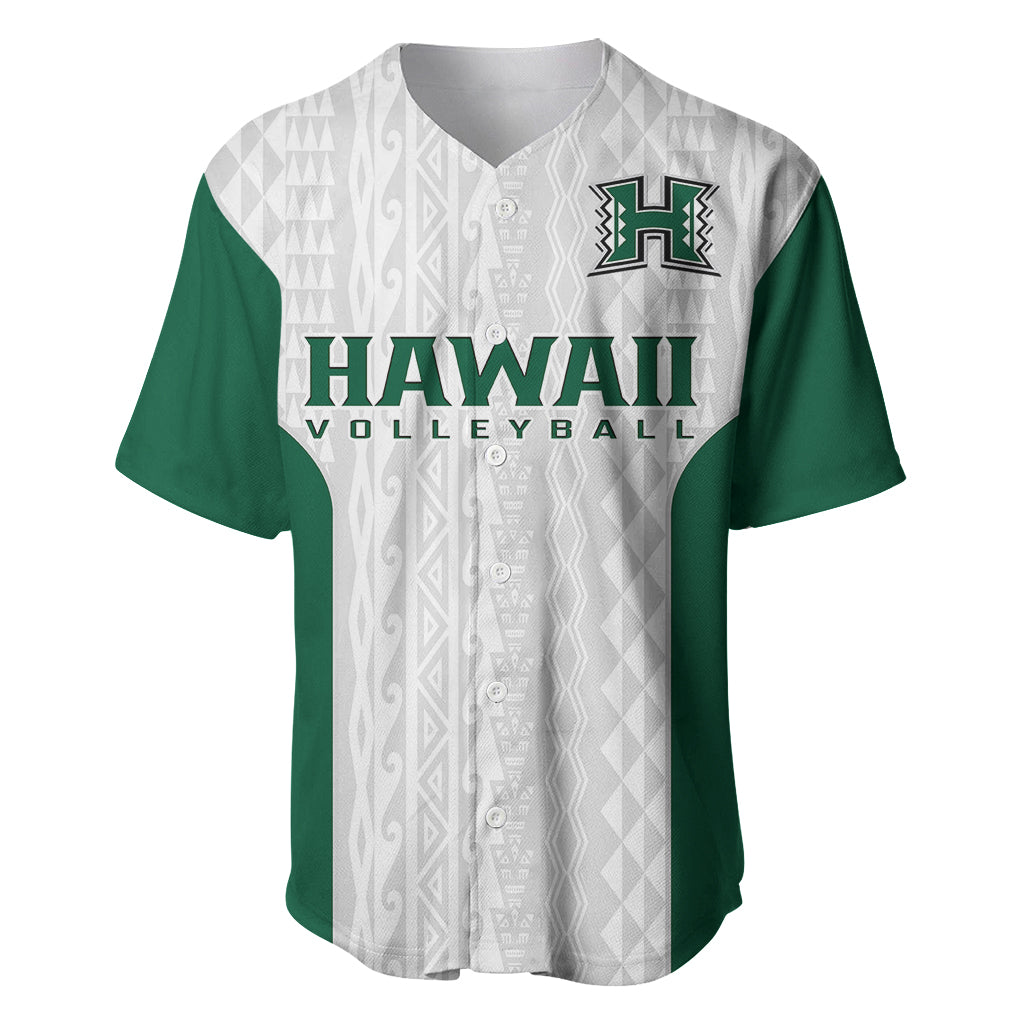 Hawaii Volleyball Baseball Jersey Hawaiian Kakau White Style - Wonder Print Shop