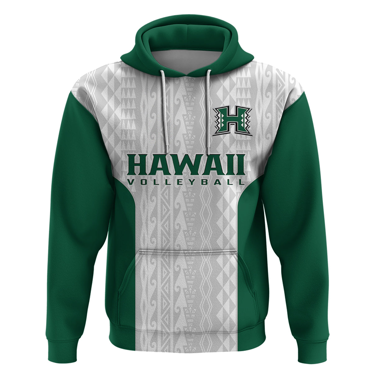 Hawaii Volleyball Hoodie Hawaiian Kakau White Style - Wonder Print Shop