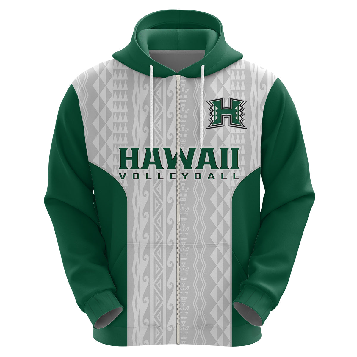 Hawaii Volleyball Hoodie Hawaiian Kakau White Style - Wonder Print Shop