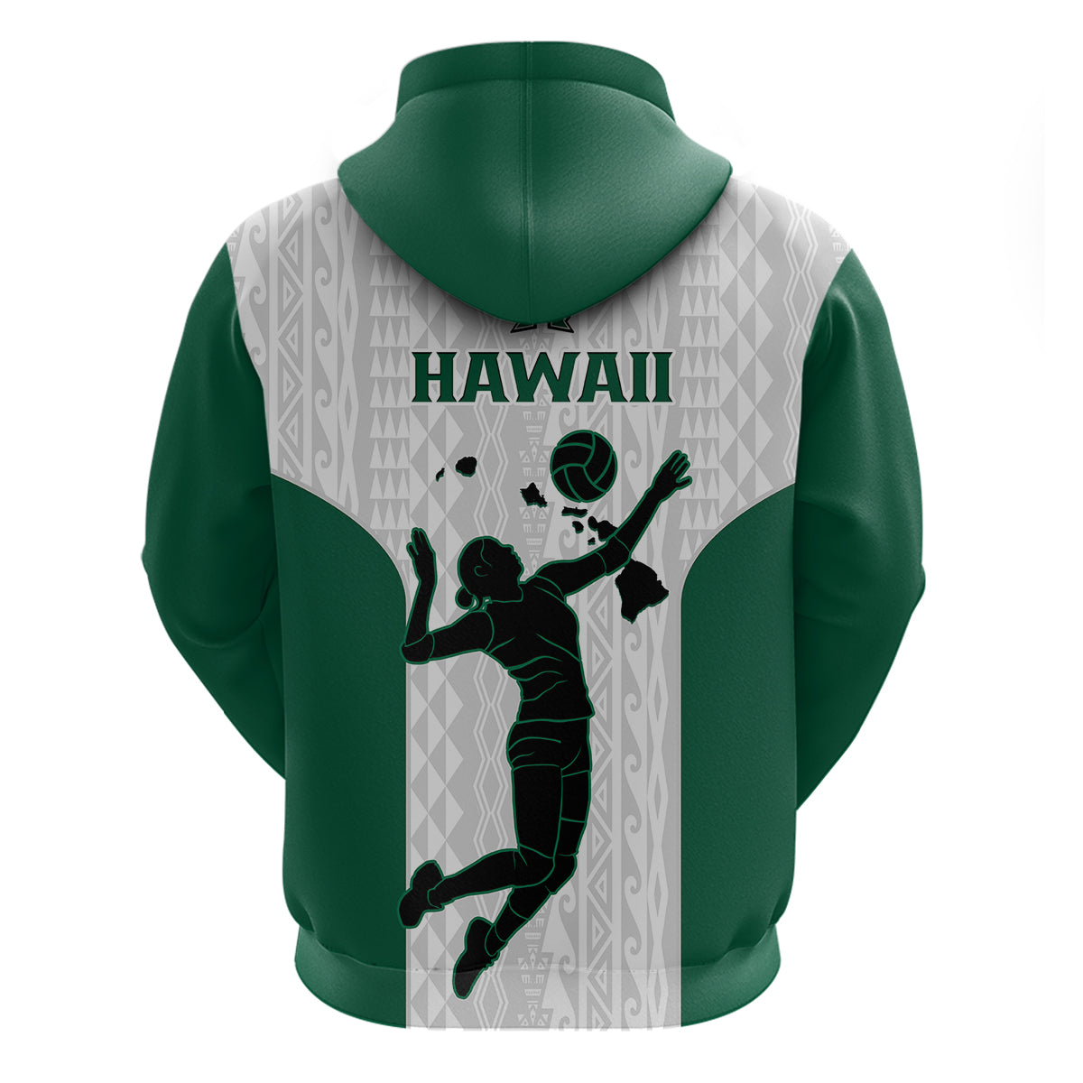 Hawaii Volleyball Hoodie Hawaiian Kakau White Style - Wonder Print Shop
