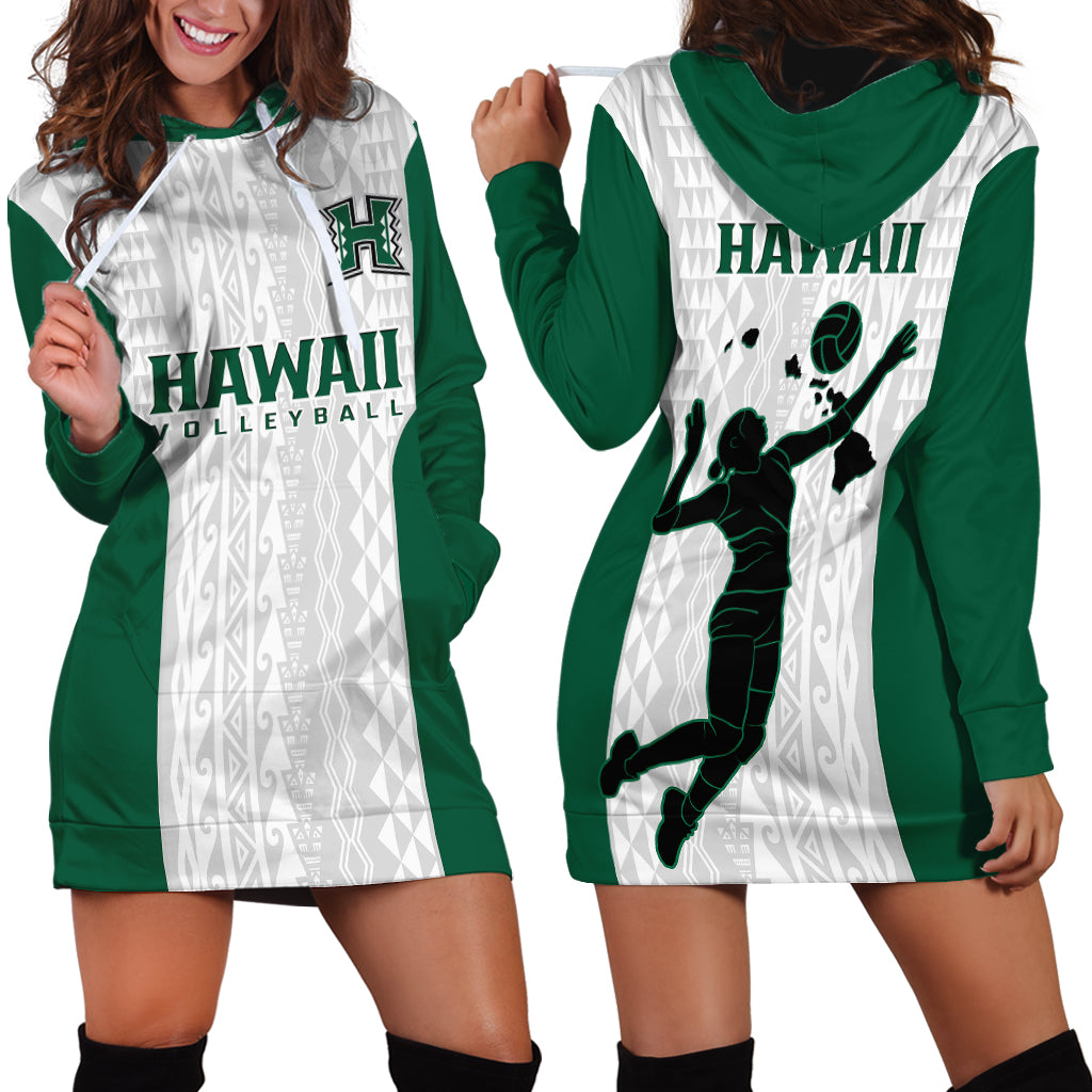Hawaii Volleyball Hoodie Dress Hawaiian Kakau White Style - Wonder Print Shop
