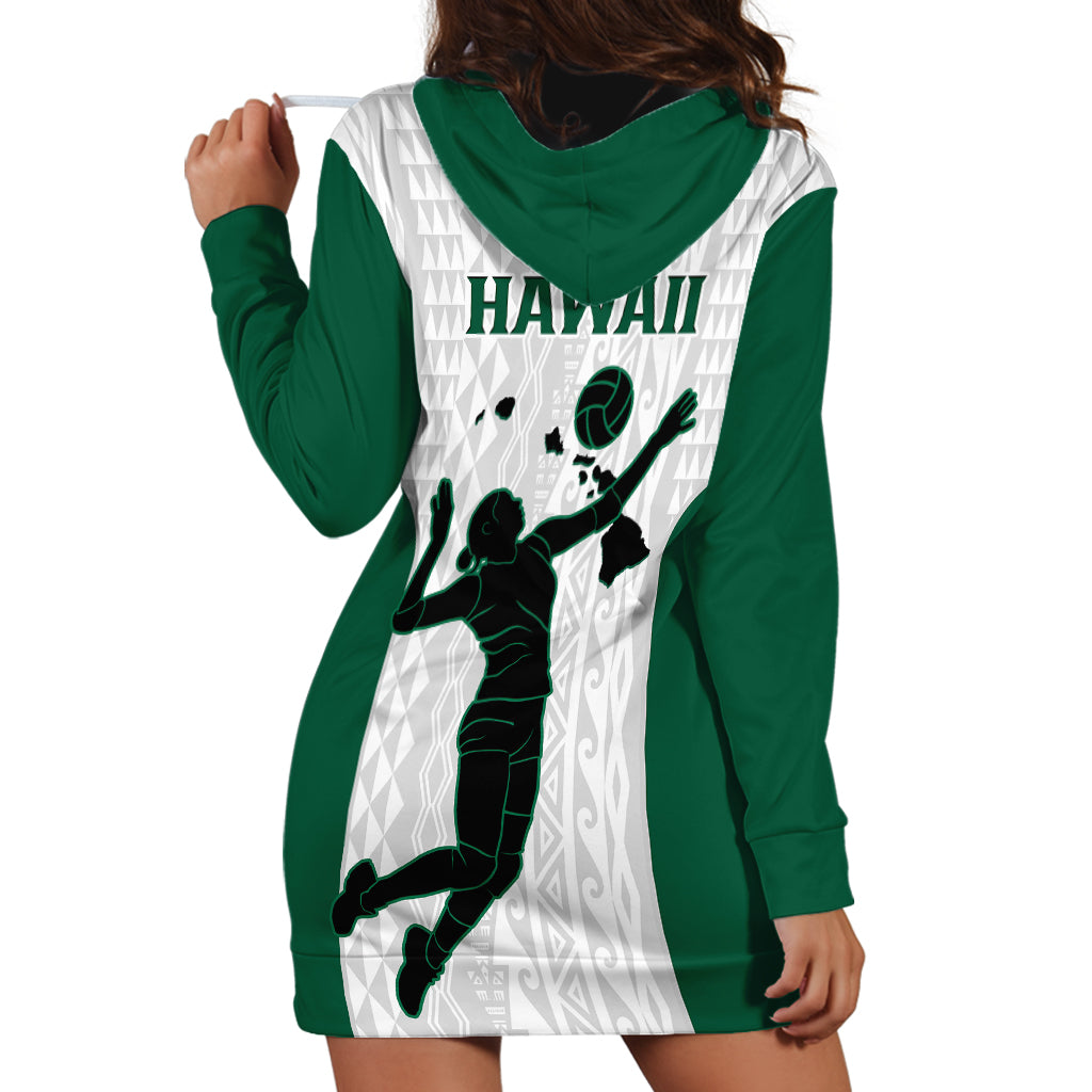Hawaii Volleyball Hoodie Dress Hawaiian Kakau White Style - Wonder Print Shop