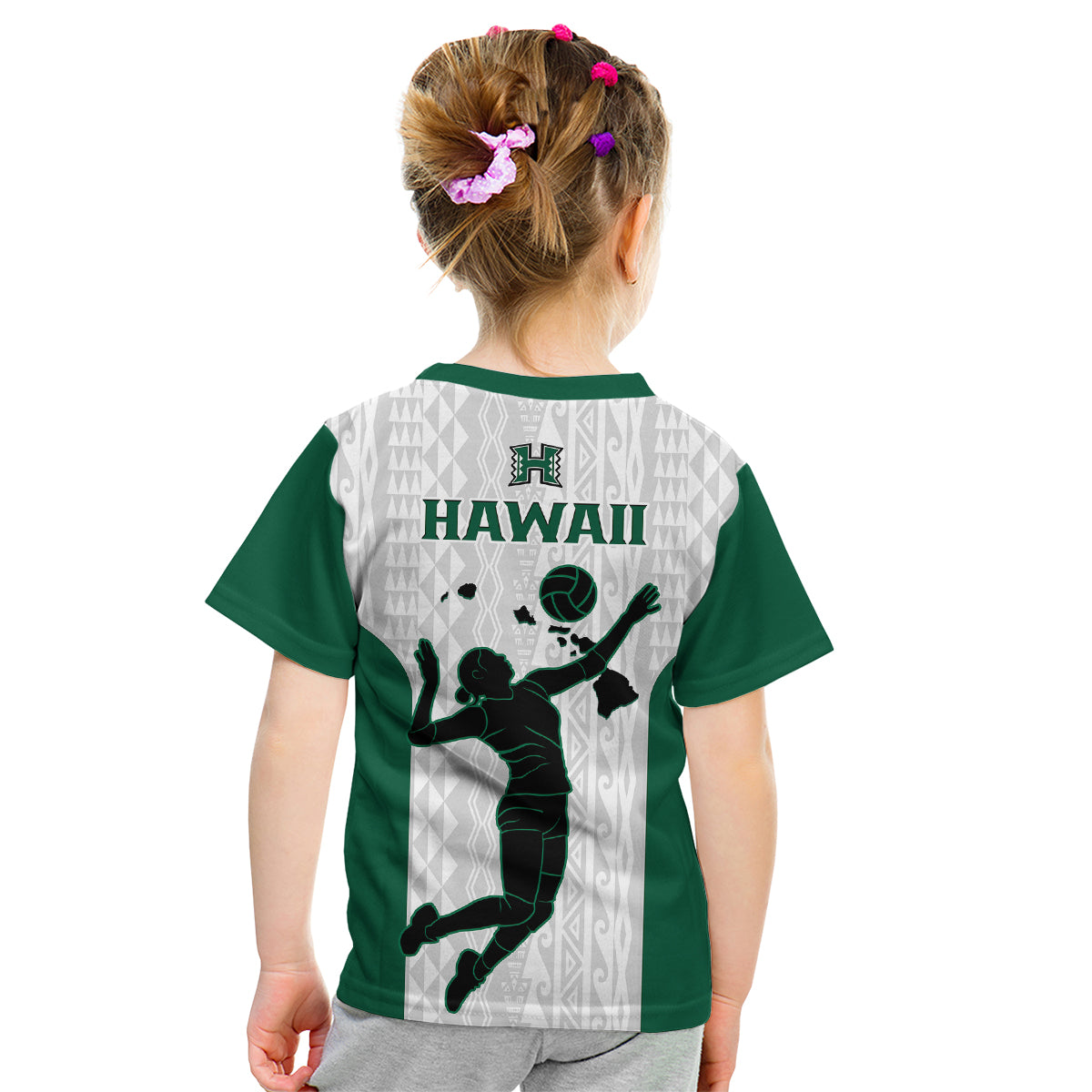 Hawaii Volleyball Kid T Shirt Hawaiian Kakau White Style - Wonder Print Shop