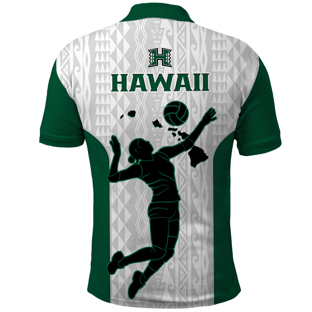 Hawaii Volleyball Polo Shirt Hawaiian Kakau White Style - Wonder Print Shop