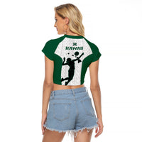 Hawaii Volleyball Raglan Cropped T Shirt Hawaiian Kakau White Style - Wonder Print Shop