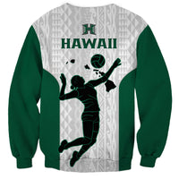 Hawaii Volleyball Sweatshirt Hawaiian Kakau White Style - Wonder Print Shop
