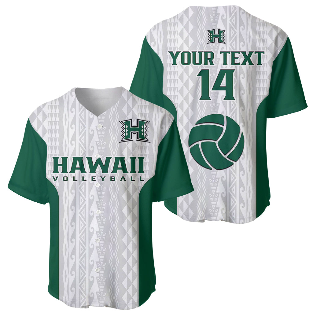 (Custom Text And Number) Hawaii Volleyball Baseball Jersey Hawaiian Kakau White Style - Wonder Print Shop