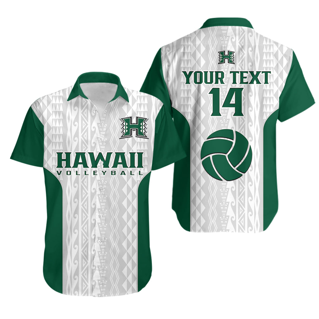 (Custom Text And Number) Hawaii Volleyball Hawaiian Shirt Hawaiian Kakau White Style - Wonder Print Shop