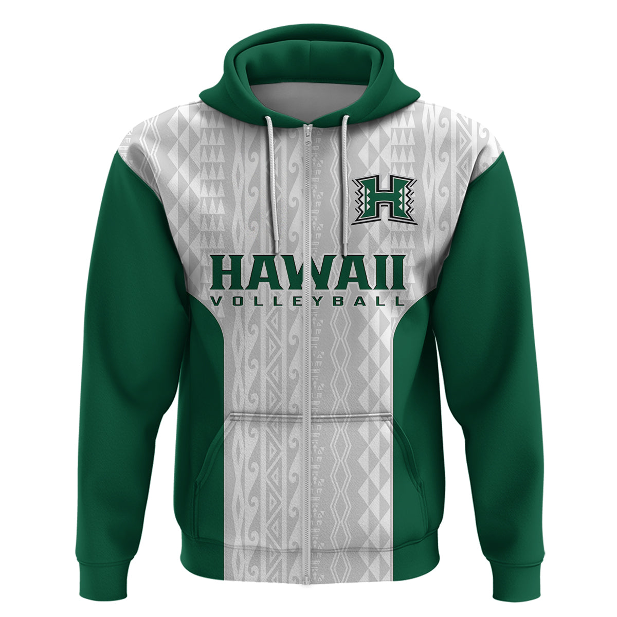 Custom Hawaii Volleyball Hoodie Hawaiian Kakau White Style - Wonder Print Shop