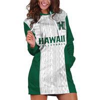 (Custom Text And Number) Hawaii Volleyball Hoodie Dress Hawaiian Kakau White Style - Wonder Print Shop