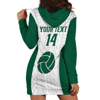 (Custom Text And Number) Hawaii Volleyball Hoodie Dress Hawaiian Kakau White Style - Wonder Print Shop