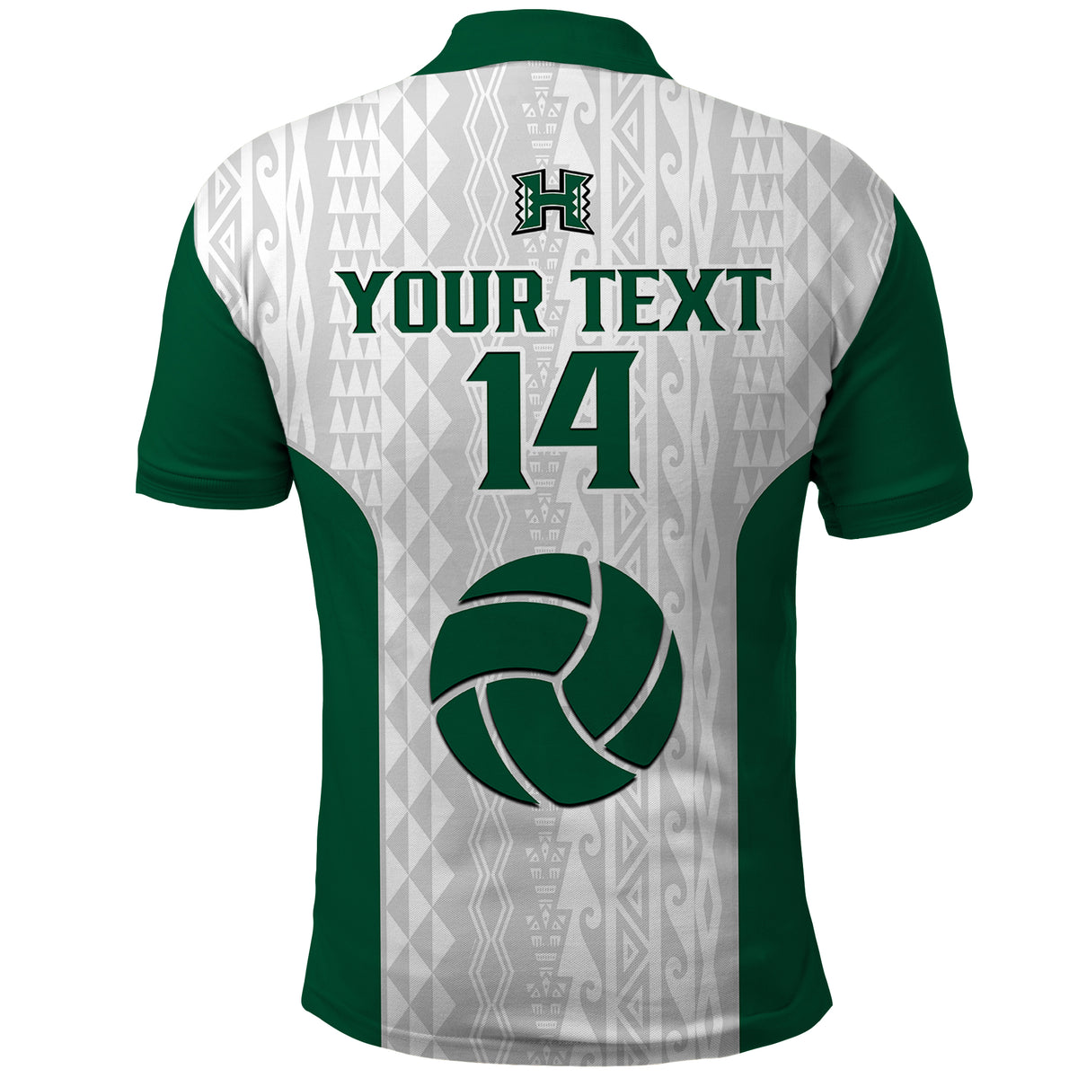 (Custom Text And Number) Hawaii Volleyball Polo Shirt Hawaiian Kakau White Style - Wonder Print Shop