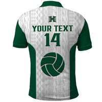 (Custom Text And Number) Hawaii Volleyball Polo Shirt Hawaiian Kakau White Style - Wonder Print Shop