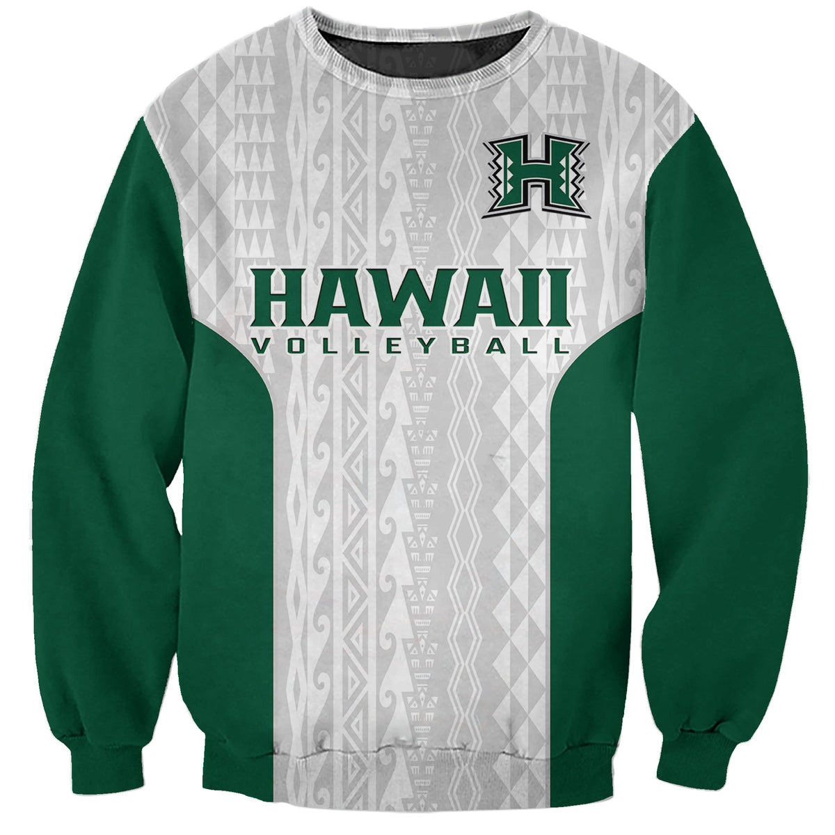 (Custom Text And Number) Hawaii Volleyball Sweatshirt Hawaiian Kakau White Style - Wonder Print Shop