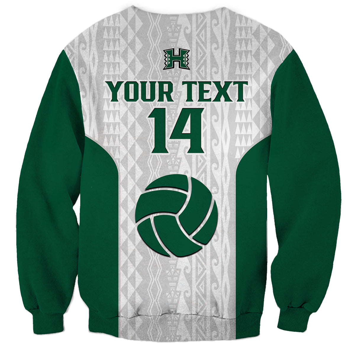 (Custom Text And Number) Hawaii Volleyball Sweatshirt Hawaiian Kakau White Style - Wonder Print Shop