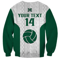 (Custom Text And Number) Hawaii Volleyball Sweatshirt Hawaiian Kakau White Style - Wonder Print Shop