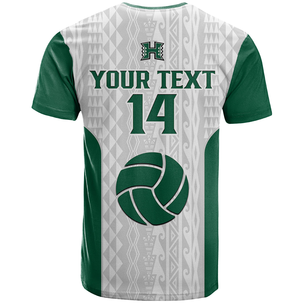 Custom Text And Number Hawaii VolleybT Shirt Hawaiian Kakau White Style - Wonder Print Shop