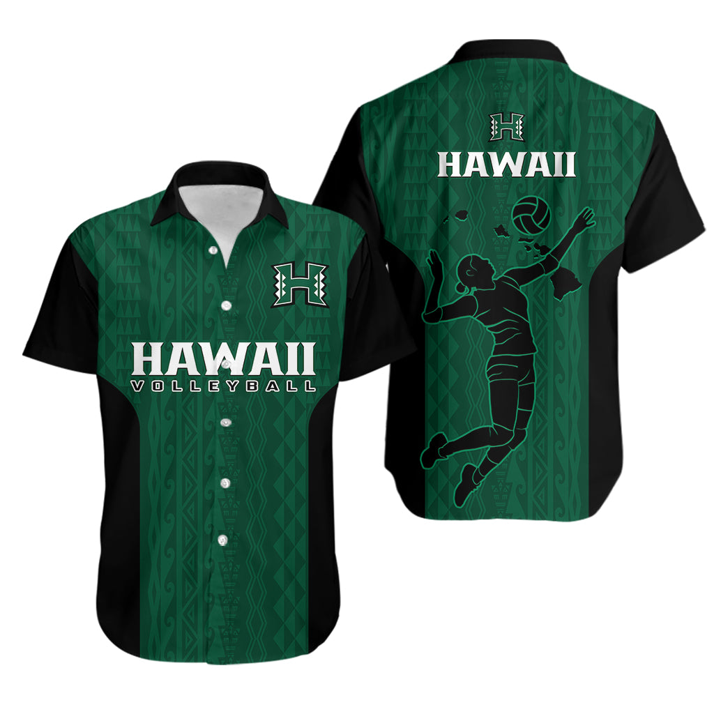 Hawaii Volleyball Hawaiian Shirt Hawaiian Kakau Green Style - Wonder Print Shop