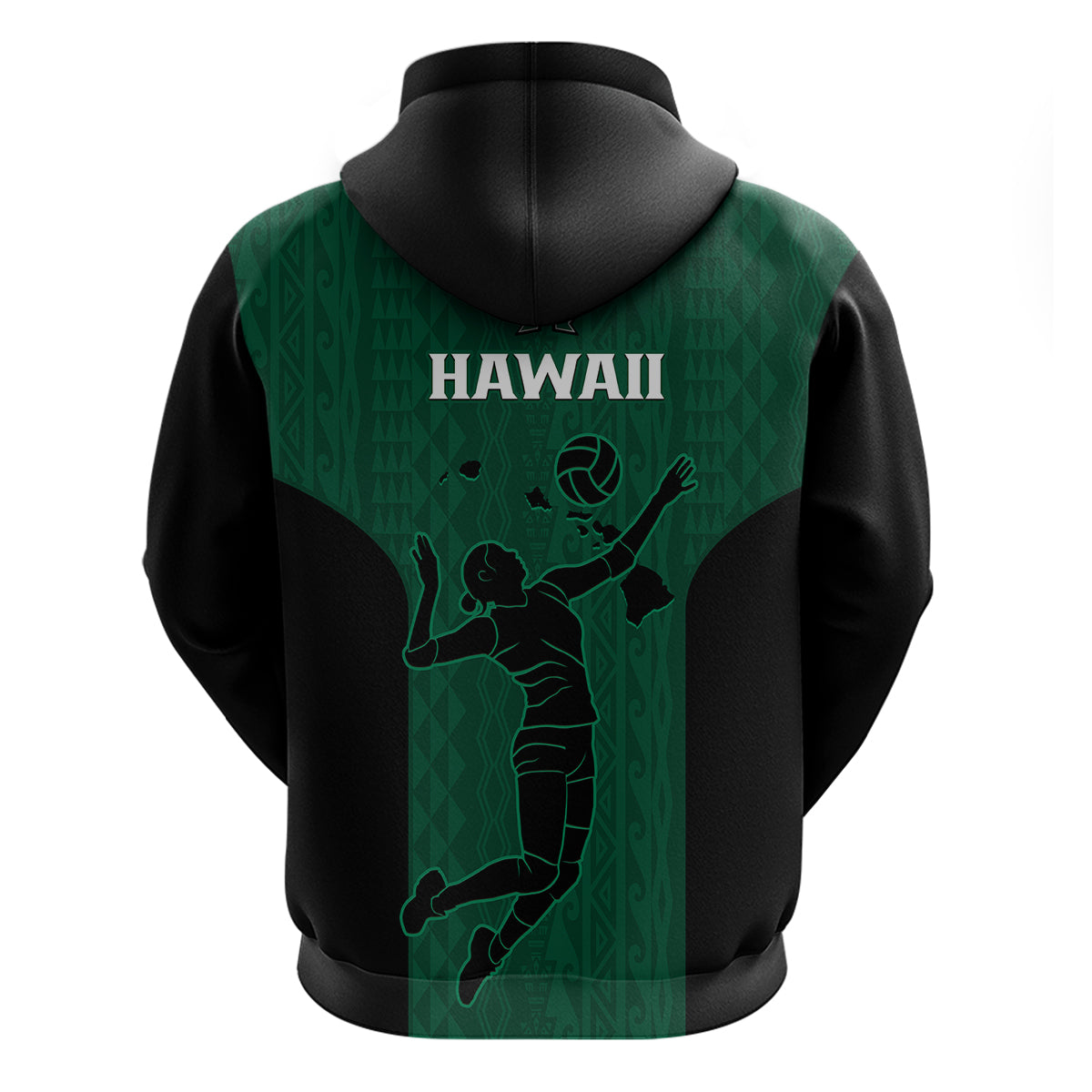 Hawaii Volleyball Hoodie Hawaiian Kakau Green Style - Wonder Print Shop