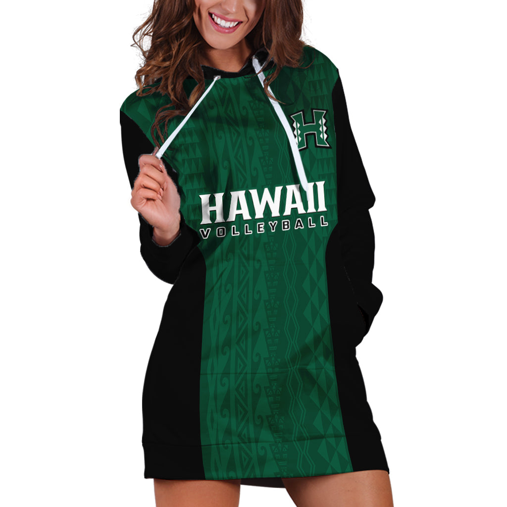 Hawaii Volleyball Hoodie Dress Hawaiian Kakau Green Style - Wonder Print Shop