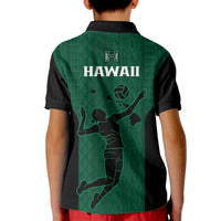Hawaii Volleyball Polo Shirt for Kid Hawaiian Kakau Green Style - Wonder Print Shop