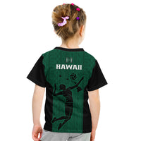 Hawaii Volleyball Kid T Shirt Hawaiian Kakau Green Style - Wonder Print Shop