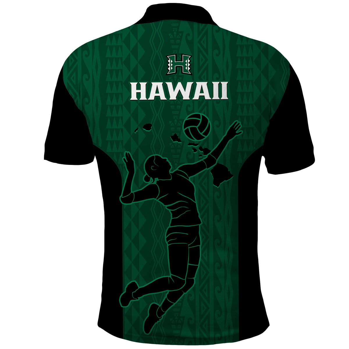 Hawaii Volleyball Polo Shirt Hawaiian Kakau Green Style - Wonder Print Shop