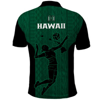 Hawaii Volleyball Polo Shirt Hawaiian Kakau Green Style - Wonder Print Shop
