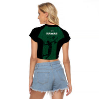 Hawaii Volleyball Raglan Cropped T Shirt Hawaiian Kakau Green Style - Wonder Print Shop