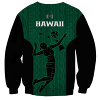 Hawaii Volleyball Sweatshirt Hawaiian Kakau Green Style - Wonder Print Shop