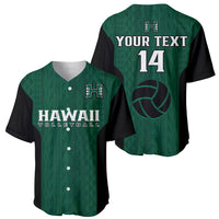 (Custom Text And Number) Hawaii Volleyball Baseball Jersey Hawaiian Kakau Green Style - Wonder Print Shop