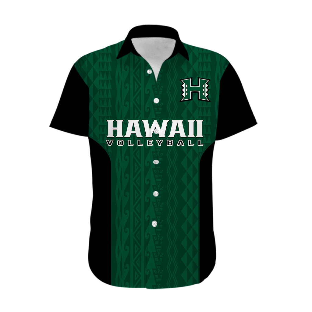 (Custom Text And Number) Hawaii Volleyball Hawaiian Shirt Hawaiian Kakau Green Style - Wonder Print Shop