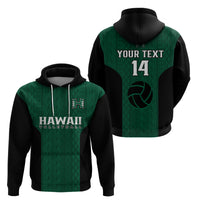 Custom Hawaii Volleyball Hoodie Hawaiian Kakau Green Style - Wonder Print Shop