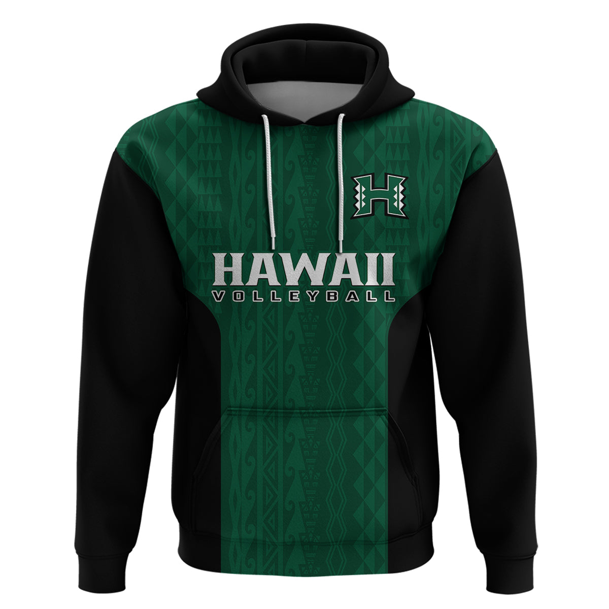 Custom Hawaii Volleyball Hoodie Hawaiian Kakau Green Style - Wonder Print Shop
