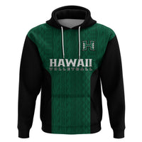 Custom Hawaii Volleyball Hoodie Hawaiian Kakau Green Style - Wonder Print Shop