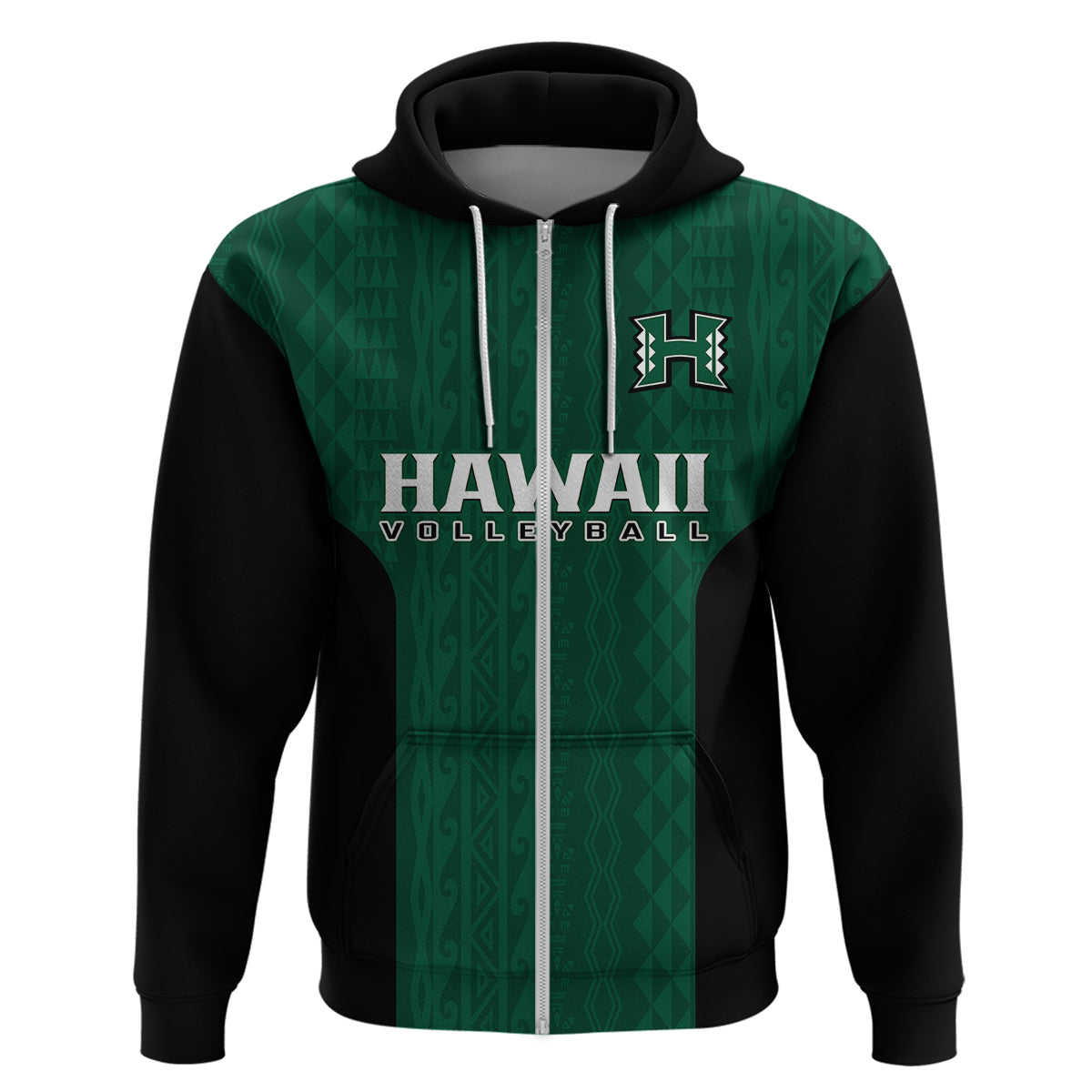 Custom Hawaii Volleyball Hoodie Hawaiian Kakau Green Style - Wonder Print Shop