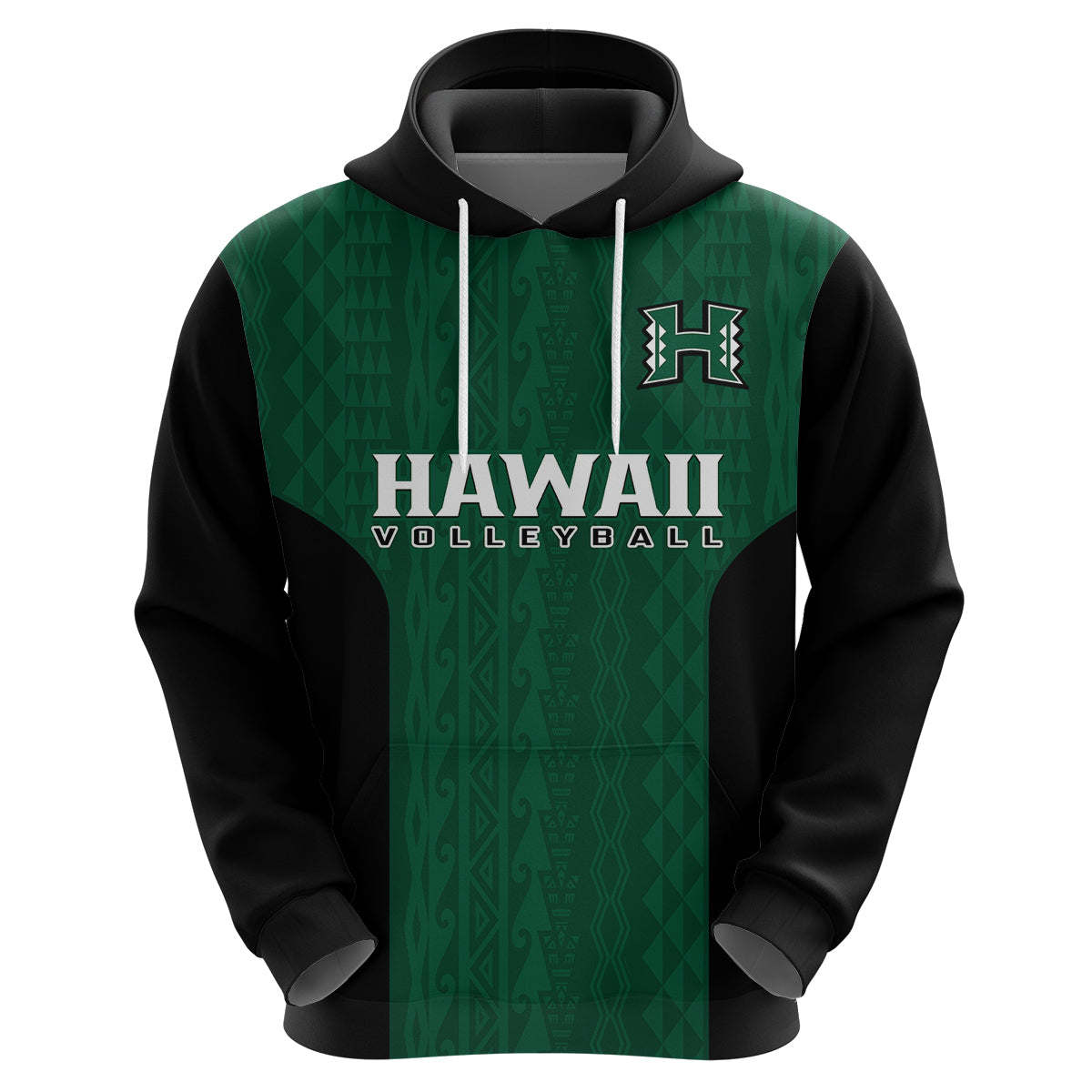 Custom Hawaii Volleyball Hoodie Hawaiian Kakau Green Style - Wonder Print Shop