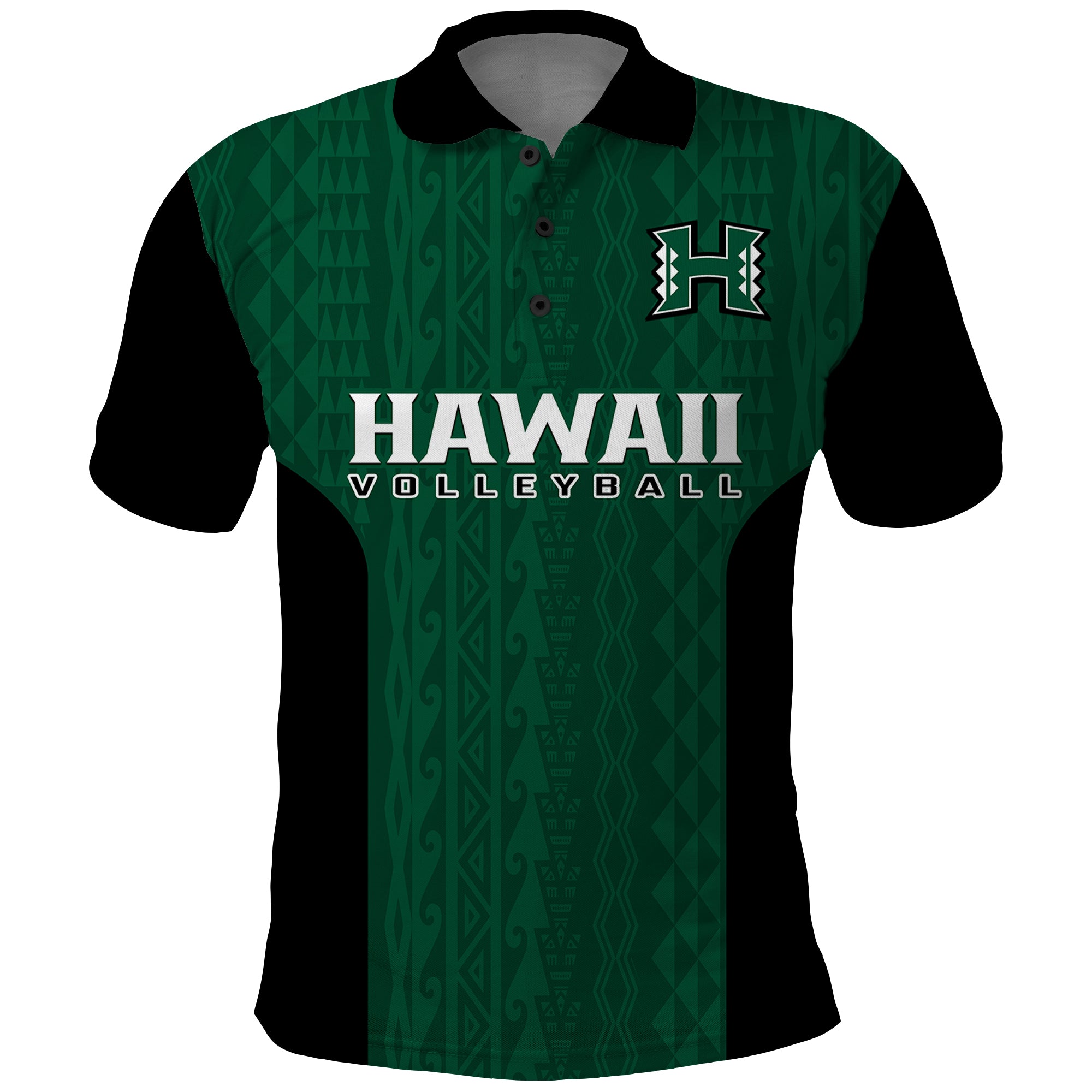 (Custom Text And Number) Hawaii Volleyball Polo Shirt Hawaiian Kakau Green Style - Wonder Print Shop