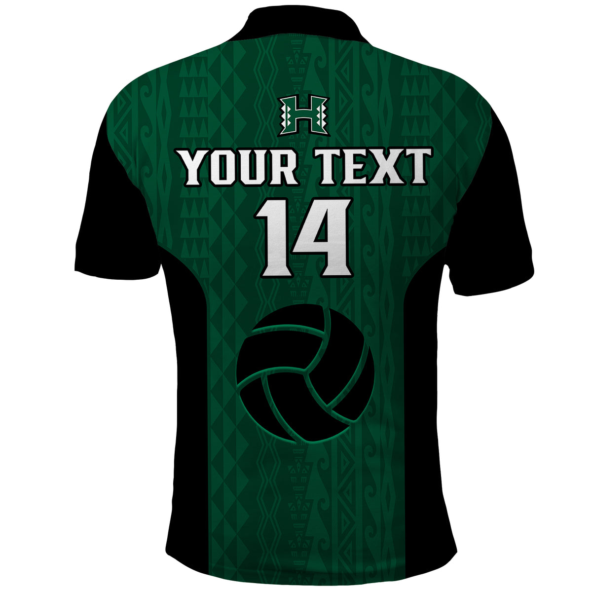 (Custom Text And Number) Hawaii Volleyball Polo Shirt Hawaiian Kakau Green Style - Wonder Print Shop