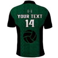 (Custom Text And Number) Hawaii Volleyball Polo Shirt Hawaiian Kakau Green Style - Wonder Print Shop