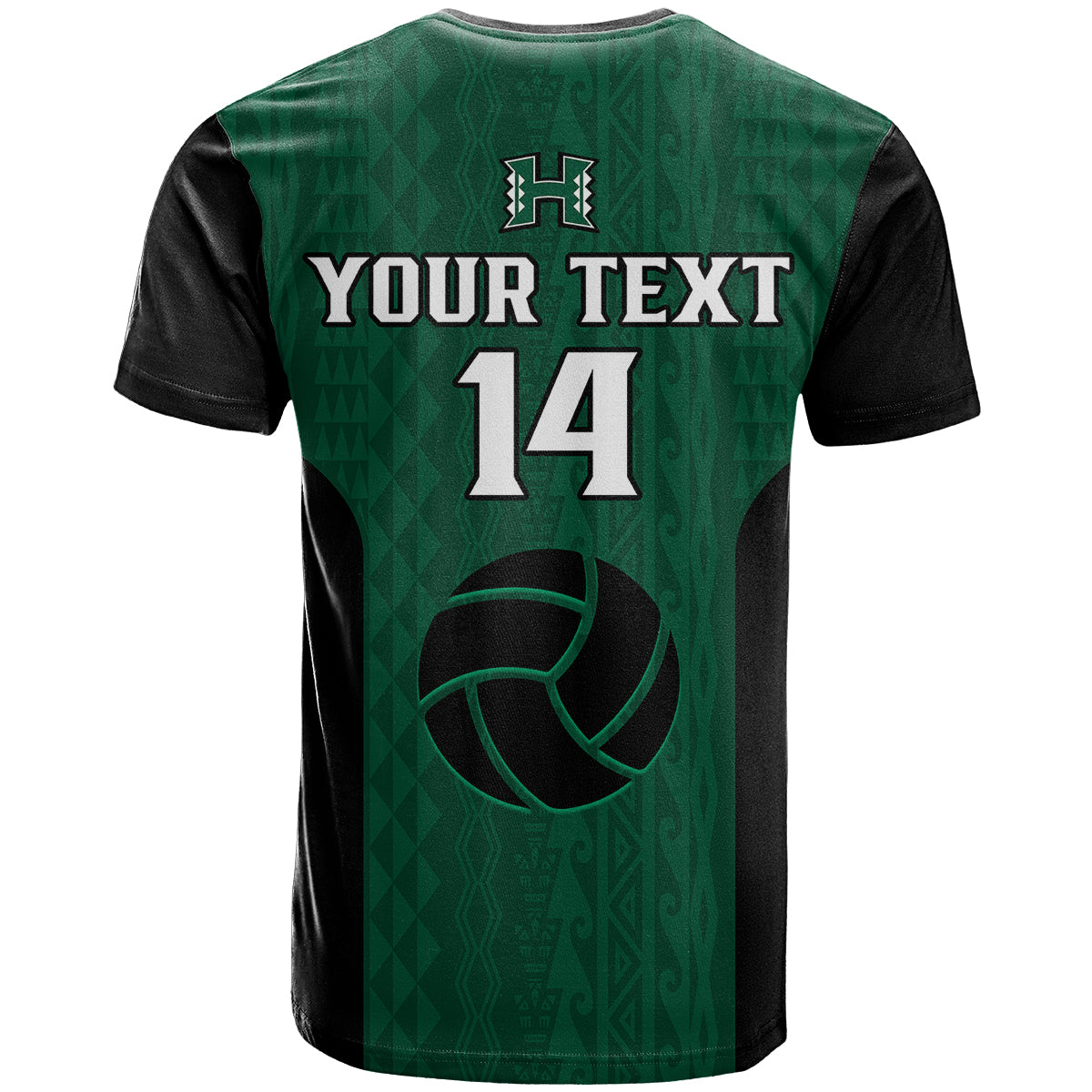 Custom Text And Number Hawaii VolleybT Shirt Hawaiian Kakau Green Style - Wonder Print Shop
