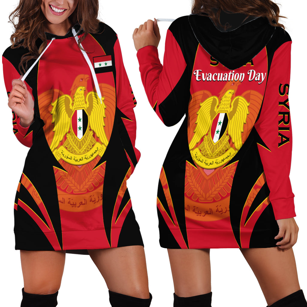 Syria Evacuation Day Hoodie Dress Coat Of Arms - Wonder Print Shop