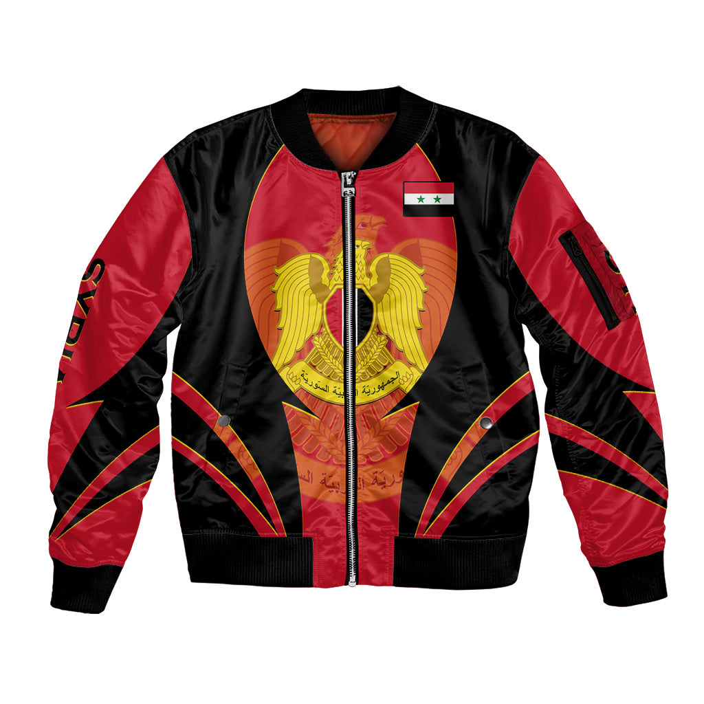 Syria Evacuation Day Sleeve Zip Bomber Jacket Coat Of Arms - Wonder Print Shop