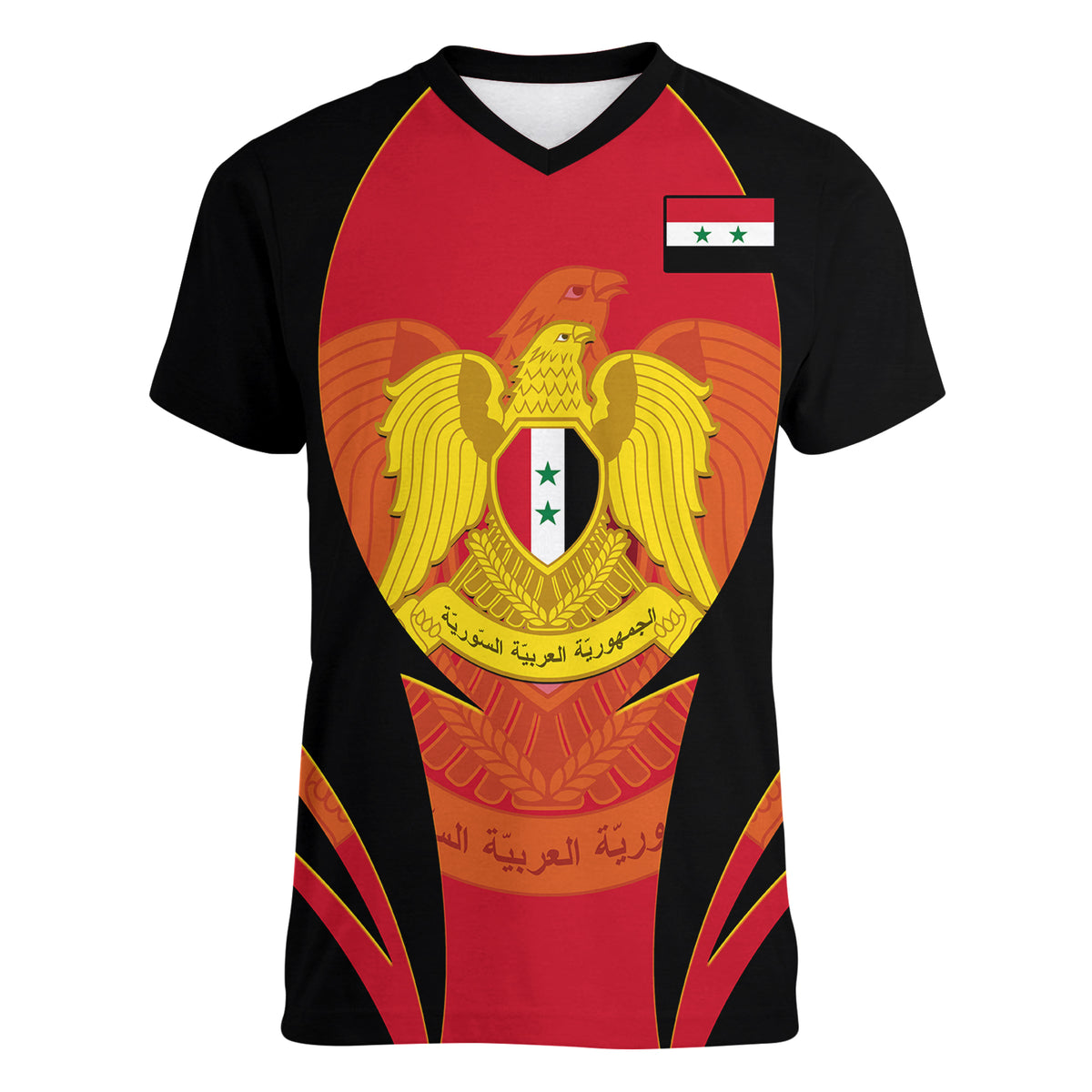 Syria Evacuation Day Women V Neck T Shirt Coat Of Arms - Wonder Print Shop