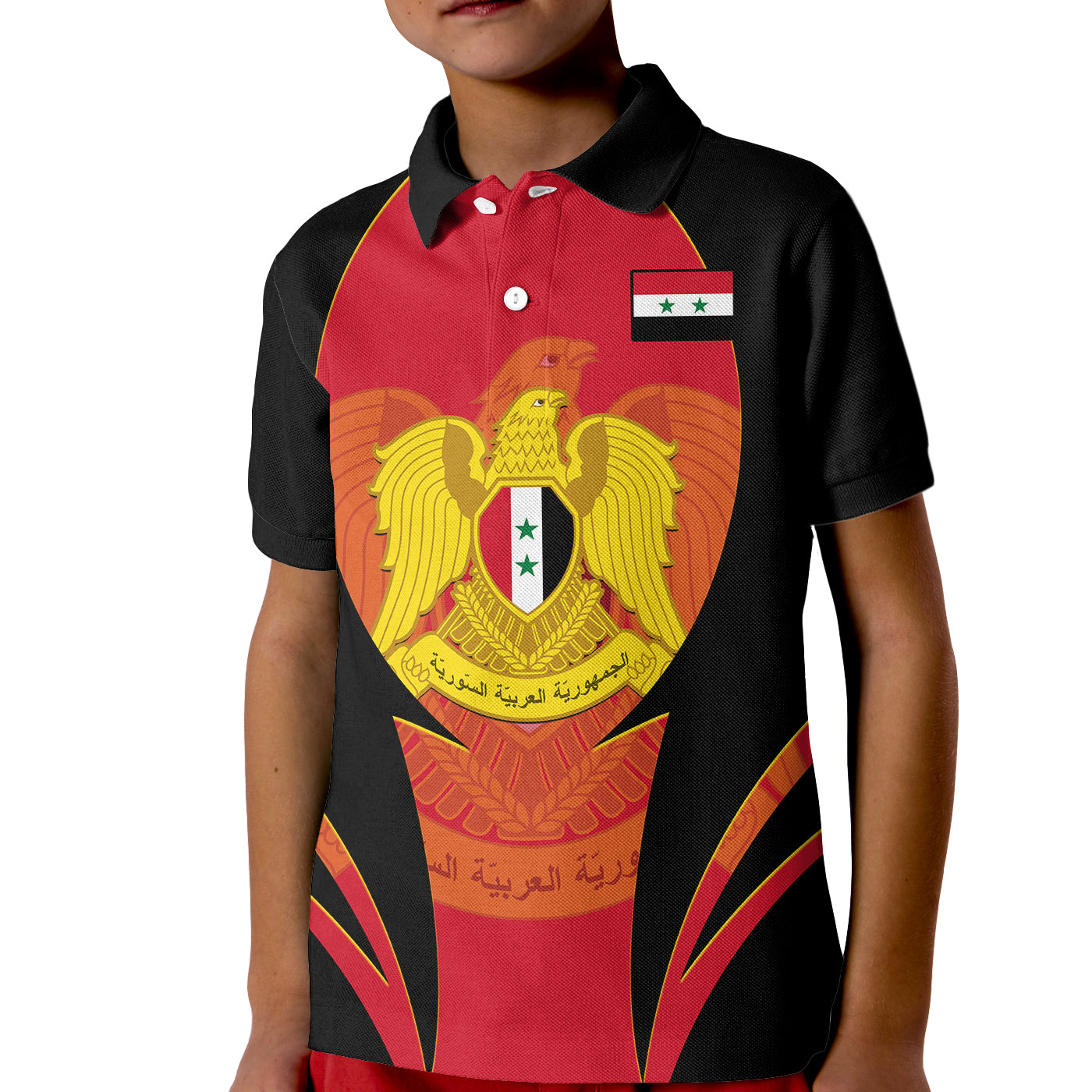 custom-personalised-syria-evacuation-day-kid-polo-shirt-coat-of-arms