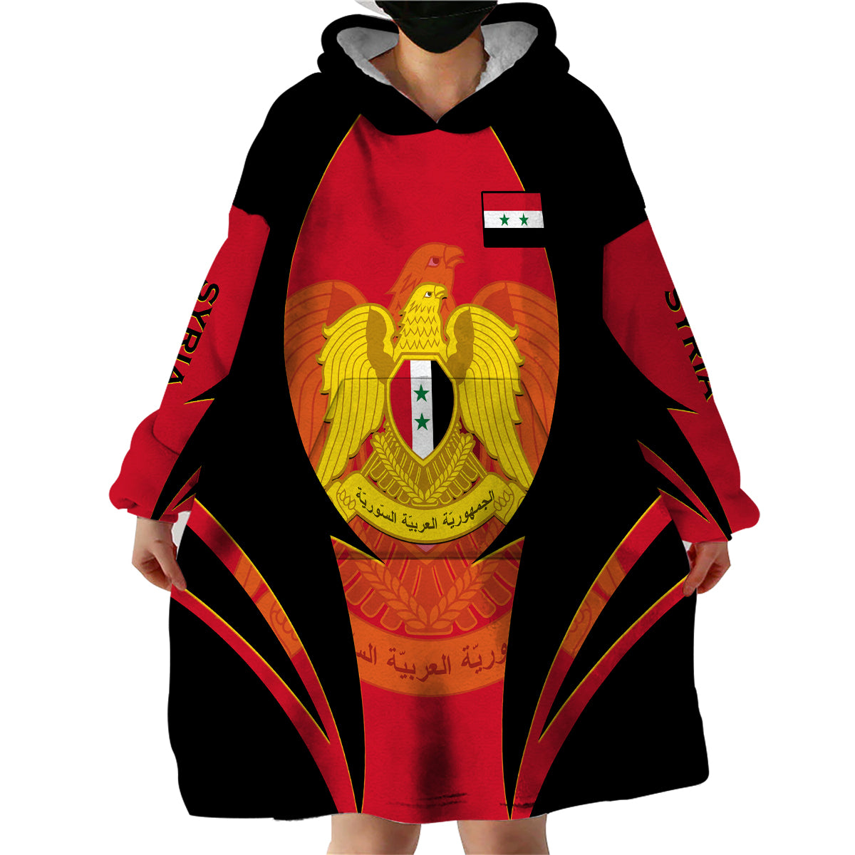 (Custom Personalised) Syria Evacuation Day Wearable Blanket Hoodie Coat Of Arms - Wonder Print Shop