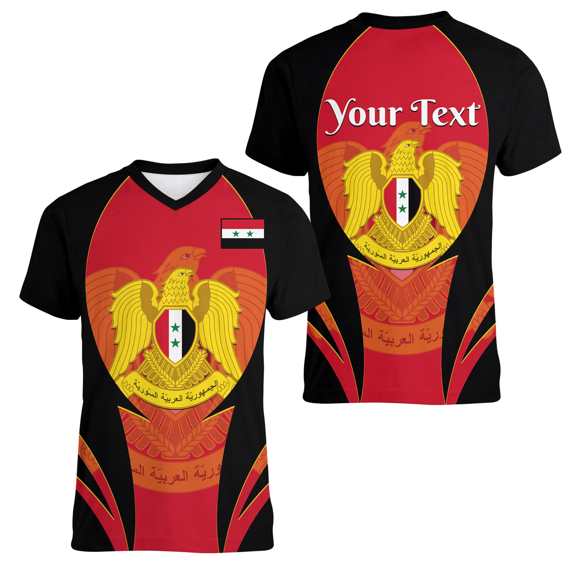 (Custom Personalised) Syria Evacuation Day Women V Neck T Shirt Coat Of Arms - Wonder Print Shop
